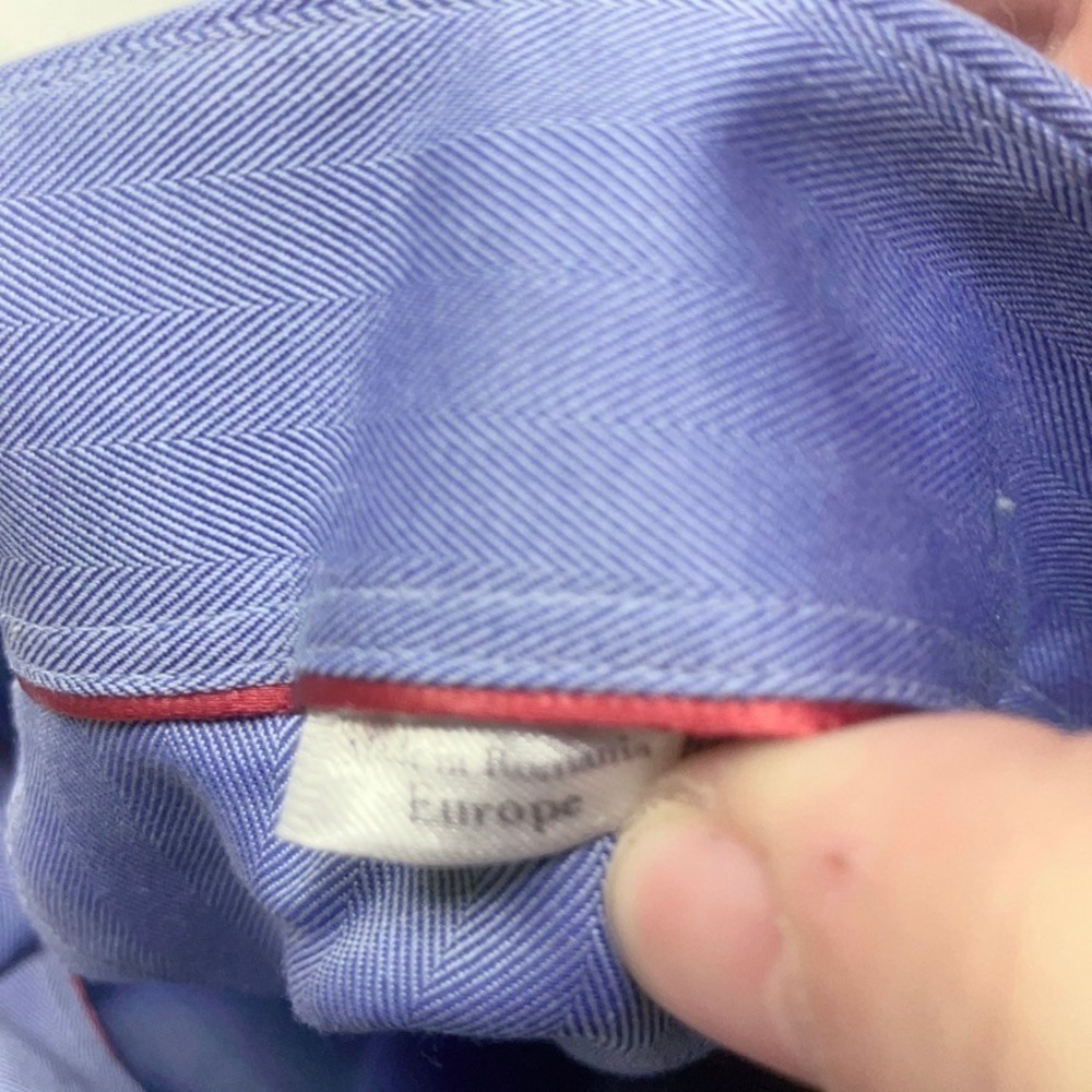 Eton Dress Shirt Men 17.5 / 44 Slim Fit Button Up Blue Herringbone Long Sleeve - Picture 5 of 6